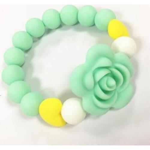 Hot Baby Food Grade Silicone Teethers Chain Rose Flower Bead Bracelets Kids Oral Care Boy Girl Teether Baby Teeth Training Toys