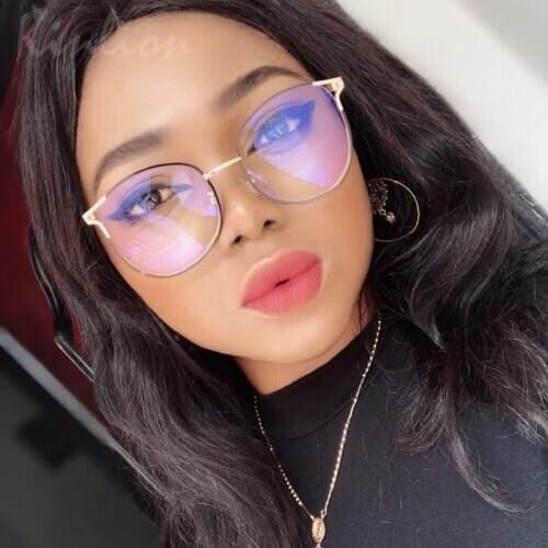 Retro Metal Anti-blue Glasses Frame Men Women Vintage Cat Eye Glasses Frame Untral Light Optical Glasses Frame Fashion Designer