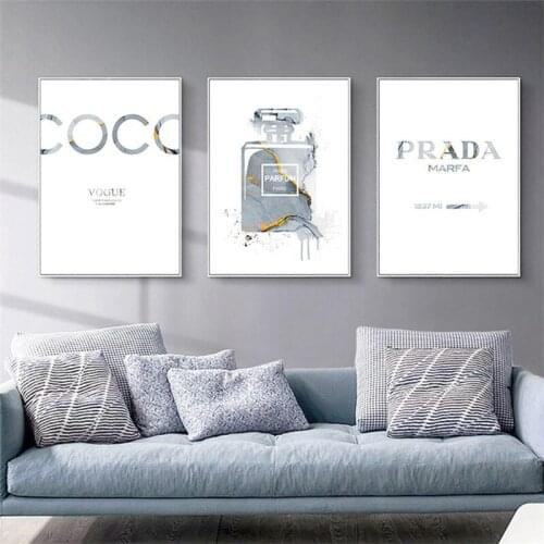 Fashion Poster Perfume Bottle Flowers Canvas Print Bag Lips Painting Modern Wall Pictures Girls Room Decor Vogue Posters Prints