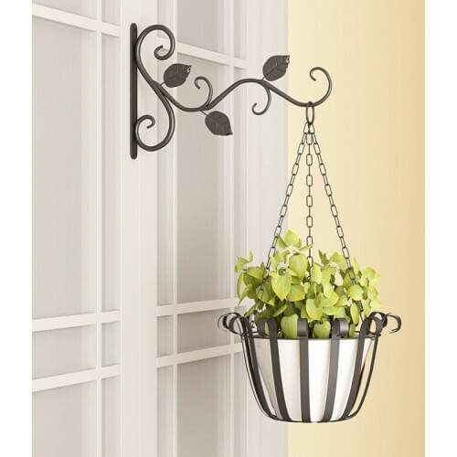 New European Style Wall Hanging Flower Pot Support Bracket Hook Iron Hanger Plants Holder Balcony Home Decoration