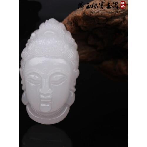 Natural White jade Guanyin Pendant Jadeite Necklace Charm Jewellery Fashion Accessories Hand-Carved Luck Amulet Gifts