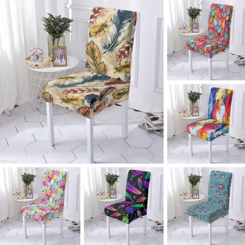 Feather Chair Cover Dining Elastic Chair Covers Spandex Stretch Elastic Europe Style Anti-dirty Removable 1/2/4/6piece