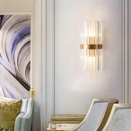 Postmodern Simple Crystal Wall Lamp Nordic Luxury Living Room Background Wall Lamp Aisle Corridor Bedroom Bedside Lamps Lighting