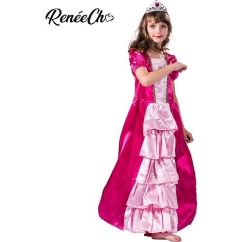 Reneecho Halloween Costumes For Kids Girl Ruby Princess Costume Girls Princess Dress For Birthday Party child carnival costume