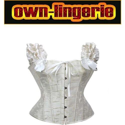 Sexy Underbust Basque Gothic Corset Lace up Boned waist strap flower w3300
