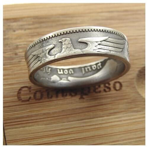 90% Silver Germany Silver Coin Ring 5 MARK Coin Ring Handmade In Sizes 7-14