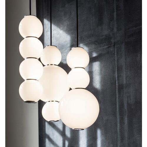 Modern Nordic Glass Pendant Lights Led Loft White Ball Shade Hanging Lamp for Livingroom Restaurant Bedroom Home Lighting Lustre