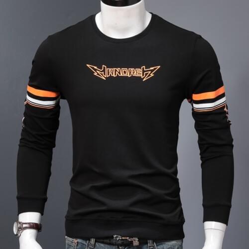 Sweatshirts Men Autumn Letter Printed Cotton Black Tracksuit Hip Hop Streetwear Crewneck Oversized Clothing