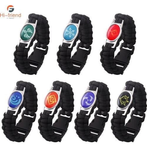 Genshin Impact Game Cosplay Prop Water Wind Thunder Fire Rock Ice Eye of God Element Rope Chain Bracelet Jewelry