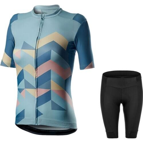 Women Summer Cycling Clothing Breathable Short Sleeve Jersey Suit Outdoor Riding Bike MTB Cycling Jersey 19D Gel Bib Pants Set
