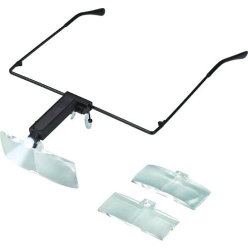 1.5X 2.5X 3.5X Glasses Clip Type Magnifier Magnifying Glass with LED Lamp and Three Lens