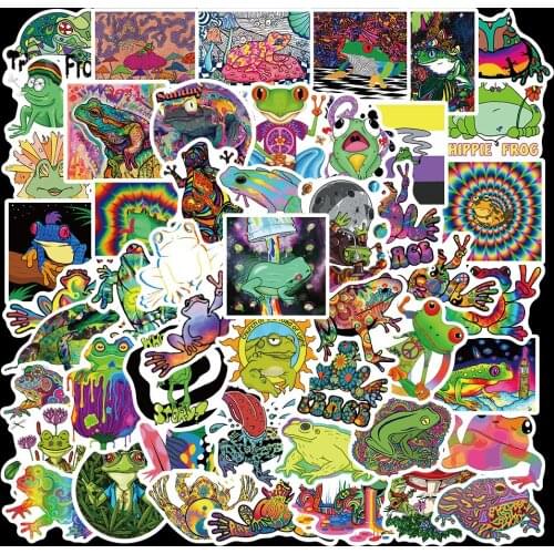 10/50PCS Psychedelic Frog Stickers Cartoon Colorful Stickers For Guitar Luggage Phone Graffiti Aesthetics Stickers Decal Kid Toy