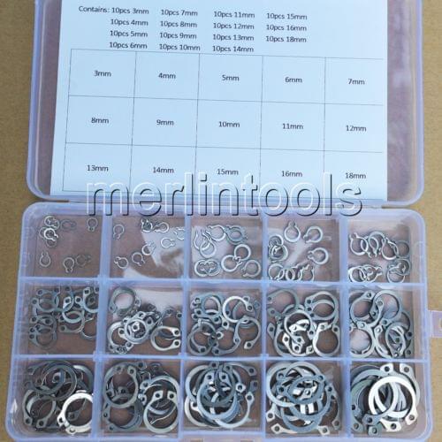 15 kinds of 304 Stainless Steel External Circlip Retaining Ring Snap Ring Kit