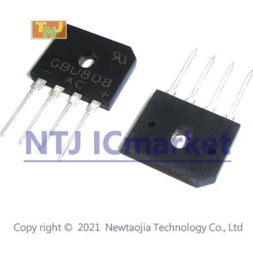 20 PCS GBU808 SIP-4 GBU 808 8.0A GLASS PASSIVATED BRIDGE RECTIFIER