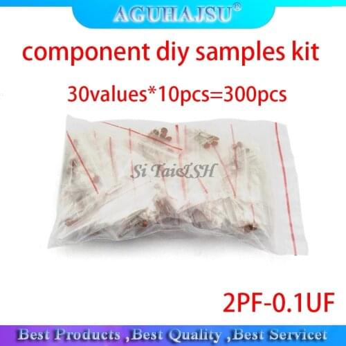 30 values*10pcs 300pcs Ceramic capacitor 2PF-0.1UF component diy samples kit 2PF 3PF 5PF 10PF 15PF 22PF 30PF 33PF 100NF etc