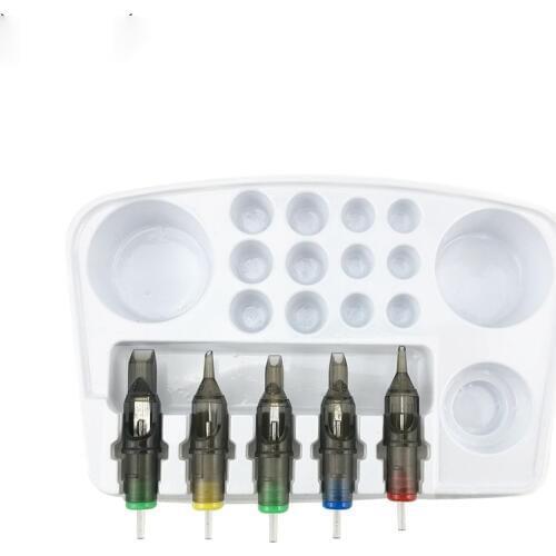 5pcs/lot White Plastic Tattoo Ink Cup Holder Cartridge Needles Tray Professional Accesories Tattoo Pigment Caps Holder Wholesale