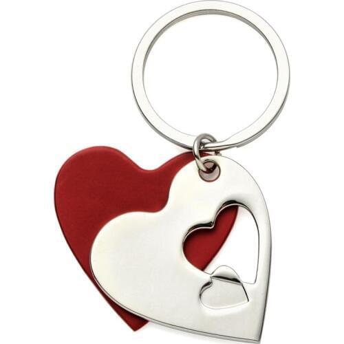 50Pcs Personalized Metal Heart Keychain For Keys Customized Wedding Return Favor And Gift For Guests Pack With Box Organza Bag