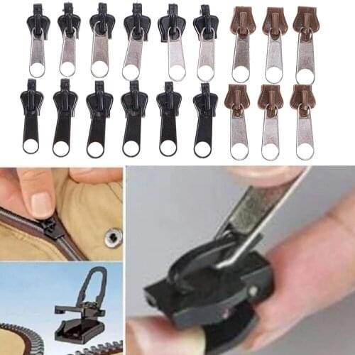6/12pcs Universal Reversible Zipper Double Sided Zip Head Puller Fixer Jacket Sliders Repair Replacement Sewing Clothes Tools