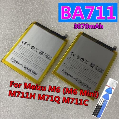 Origianl 3070mAh BA711 Replacement Batteries For Meizu M6 (M6 Mini) M711H M71Q M711C Mobile Phone Battery