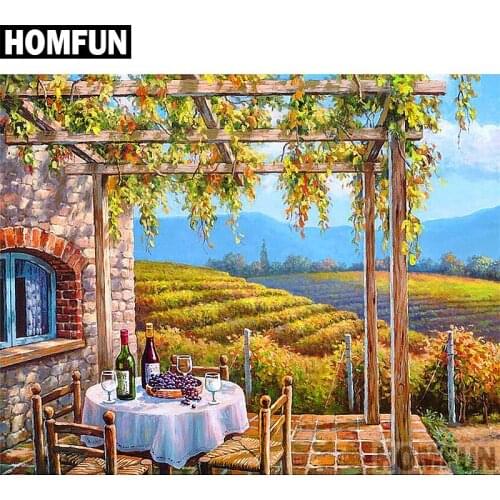 HOMFUN Full Square/Round Drill 5D DIY Diamond Painting "Grape Country" Embroidery Cross Stitch 5D Home Decor Gift A06728