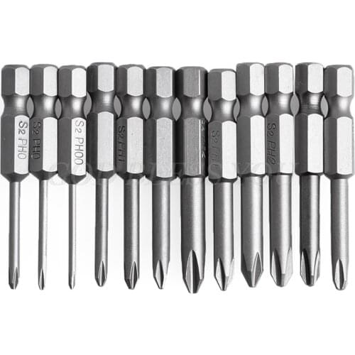 Hex Shank Magnetic Phillips Cross Screwdriver Bits 50mm 1/4 Inch 12Pcs/Set Drop Shipping