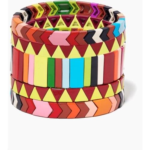 Boehmian handmade bilezik dijes de acero inoxidable bracelet charm pulseras bracelets for women satan AR enamel stretch bracelet