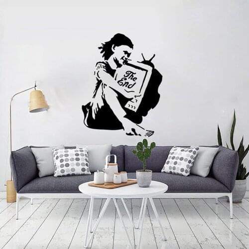 Large Banksy The End Girl Street Art Wall Decal Kids Room Playroom Graffiti Beauty Wall Sticker Living Room Vinyl Home Decor