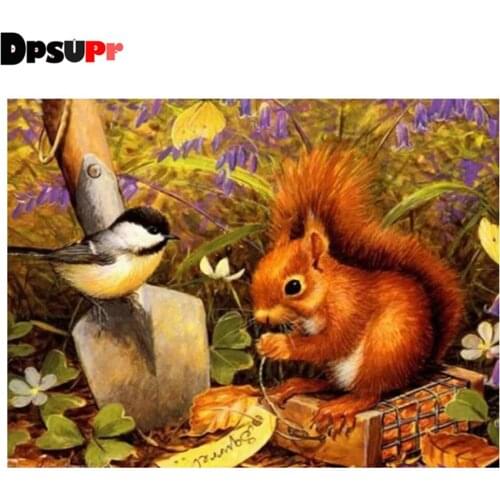 Dpsupr Full Square/Round Drill 5D DIY Diamond Painting "Animal squirrel" Diamond Embroidery Cross Stitch Decor Christmas Gift