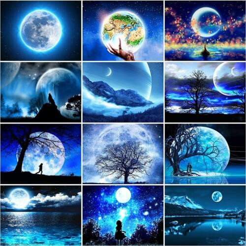 Evershine 5D DIY Full Square Round Diamond Embroidery Moon Diamond Painting Landscape Cross Stitch Mosaic Home Decoration