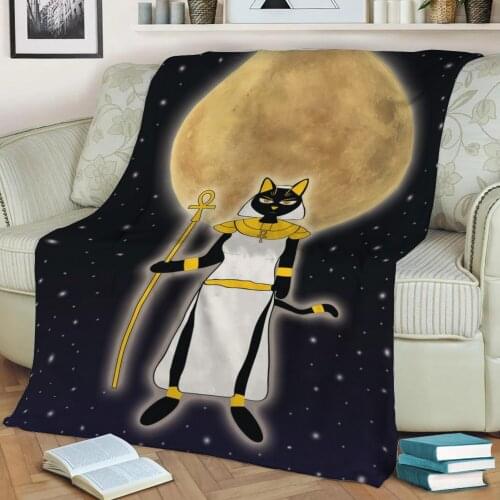 Bastet Cat Egyptian God Flannel Throw Blanket 3D Printed Keep Warm Sofa Child Blanket Home Decor Textiles Dream Family Gift