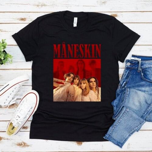 Maneskin T-shirt Hip Hop Punk Shirt Summer Streetwear Graffiti Style Unisex Casual Plus Size Tees Tops