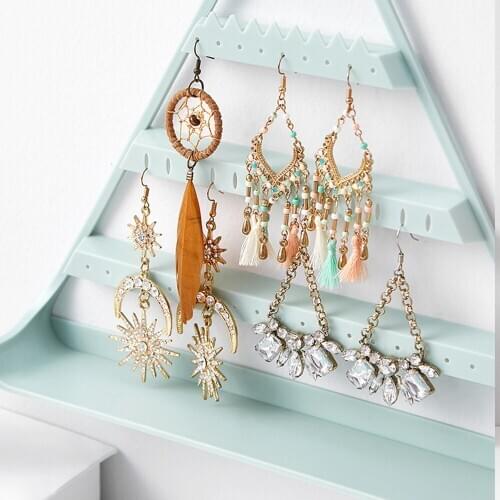 Hot Triangle jewelry storage rack Wall Earring Jewelry Organizer Organizer Hanging Holder Necklace Display Stand Rack Holder