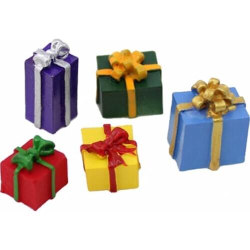 Julie Wang 10PCS Resin Small Gift Box Charms No Nail Pendants Bracelet Jewelry Making Accessory Christmas Decor