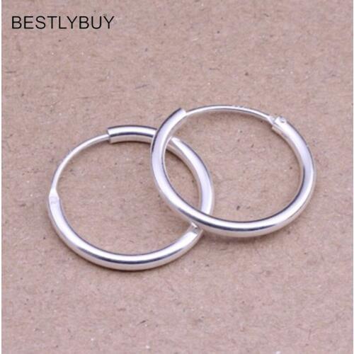 Round Hoop Earrings Genuine 925 Sterling Silver 14mm,16mm, 18mm, 20mm for Men Women Trendy Circle Earrings Thick than Normal One