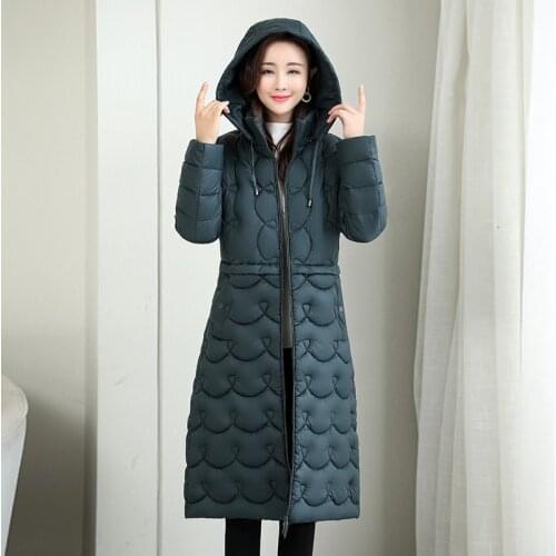Womens Long Winter Jacket Solid Hooded Padded Zipper Long Sleeve Ladies Quilted Coat Down Coats for Female 2021