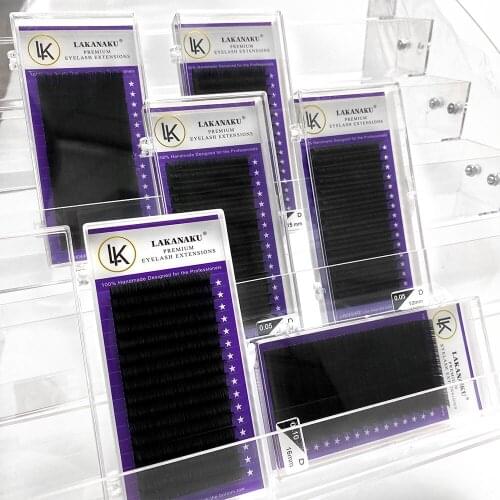 LAKANAKU Matte Black Individual Eyelashes Extension Russian Volume Lash Extension Mega Volume Mink Cilios