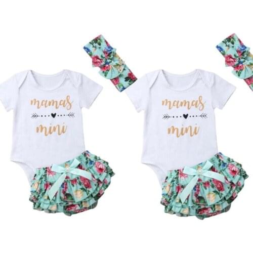 Cute Newborn Baby Girl Outfits Clothes Romper Bodysuit+Tutu Pants+Knot Dress Set