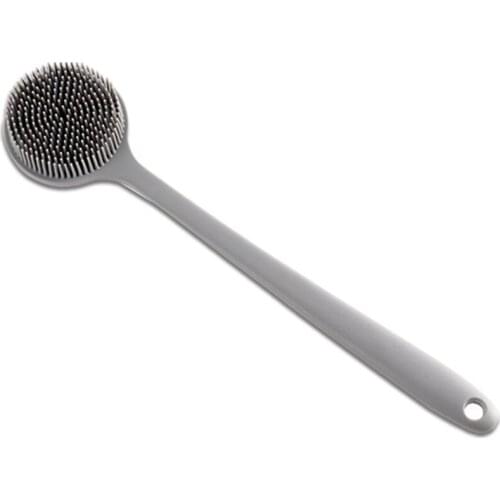 Soft Silicone Back Scrubber Shower, Bath Body Brush With a Long Handle, Bpa-Free, Non-Slip, Gray