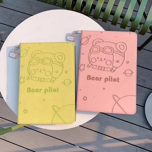 Cute Bear Pilot Soft Tablet Protective Case For iPad Air 1 2 3 Mini 4 5 Pro 2017 2018 2019 2020 Cover
