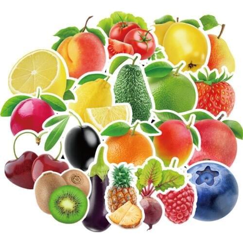 100pcs Cute Fruits and Vegetables DIY Computer Stickers For Laptop Refrigerator Luggage Decal Stickers For MacBook/HP Notebook