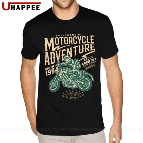 Cheap Motorcycle Adventure Tshirt Mens Custom Made Short Sleeved Black Crew Tshirt