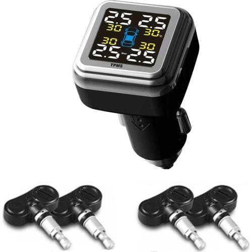 New TPMS Smoke Cigarette Adapter Smart AutoTyre Pressure Monitor System Wireless 4PCS Internal LCD Display Car Security Alarm