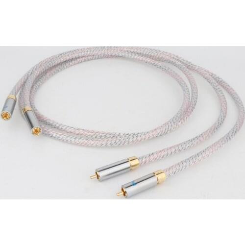 Pair Nordost Valhalla 7N silver plated audio RCA interconnect cable with Carbon fiber RCA plug connector