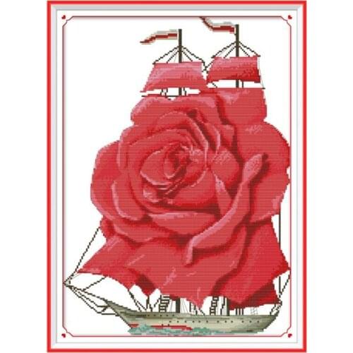 Love is smooth sailing cross stitch kit aida 14ct 11ct count print canvas cross stitches needlework embroidery DIY handmade