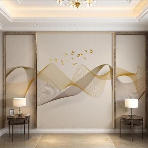 Custom wallpaper 3d modern minimalist abstract line bird artistic conception landscape background wall living room bedroom Обои