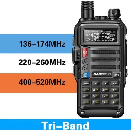 2020 BaoFeng UV-S9 Tri-Band 8W 2Pcs Antenna VHF UHF 136-174Mhz/220-260Mhz/400-520Mhz 10km Long Range Portable Walkie Talkie