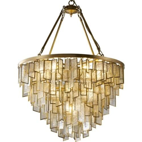 Postmodern Light Luxury Copper Chandelier Simple Living Room Villa Dining Bedroom Crystal Chandelier