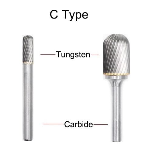 C1225M06 4231 12mm C1425M06 4232 14mm C1625M06 4233 16mm Round Head Tungsten C Type Single Groove Cut Grinding Rotary Rasp File