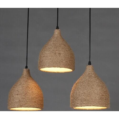 System Rural Restaurant Bar Counter Bedroom Bedside Aisle Corridor Stairs Single Head Manual Hemp Rope Small A Chandelier