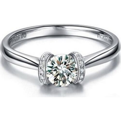 Test Positive 0.5CT 5.0MM G-H Round Moissanite Diamond Ring Kiss Her Propose Ring Solid 925 Sterling Silver Marriage Ring